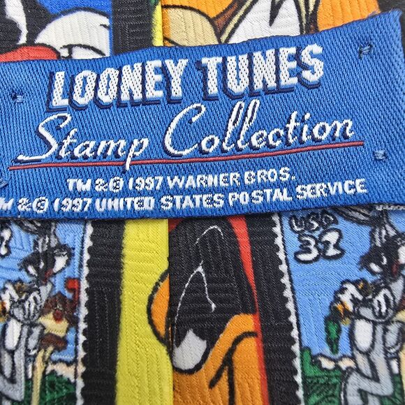 Mens Necktie Vintage Looney Tunes Mania Plaid 55" x 4" Taz Porky Silvester - Picture 4 of 6